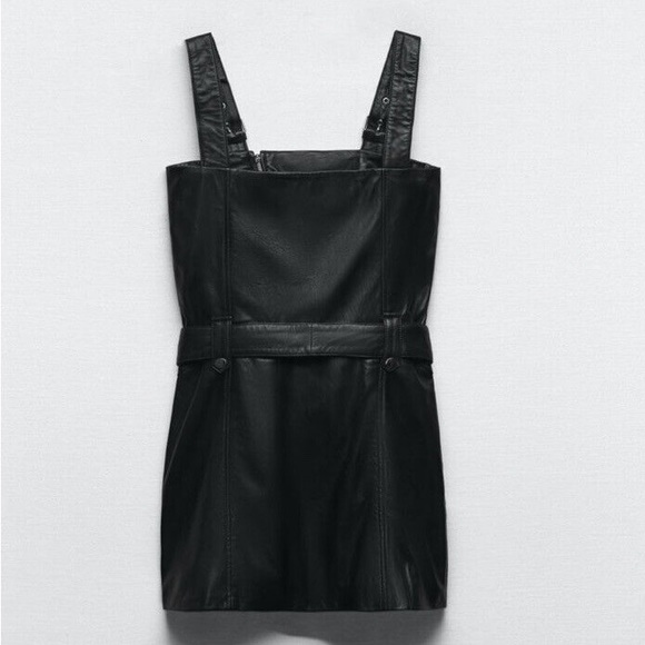 NEW ZARA LEATHER MINI DRESS - Picture 2 of 16
